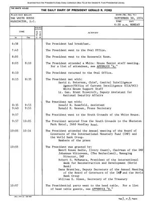 President Gerald R. Ford's Daily Diary, September 30, 1974