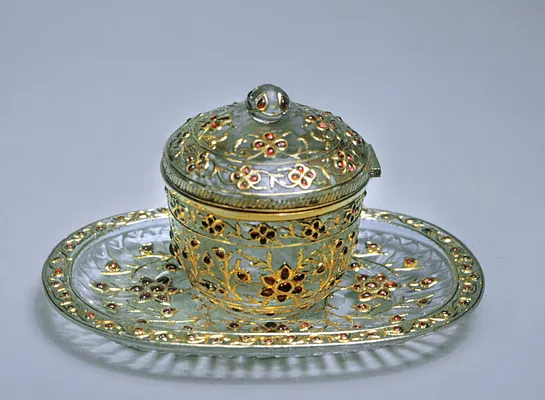 Container and Tray with Floral Pattern