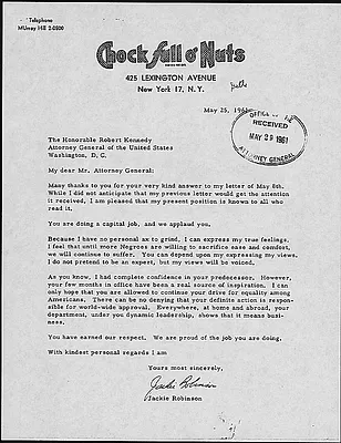 Jackie Robinson Letter to Robert F. Kennedy May 29, 1961
