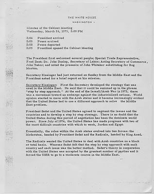 Ford Administration Minutes of the Cabinet Meeting