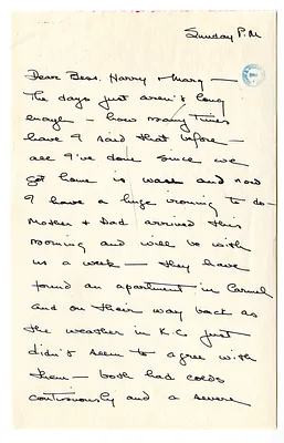 Letter from Christine Wallace to Bess W. Truman