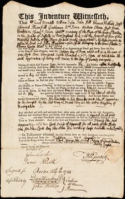 John Chambers indentured to apprentice with Thomas Gunter of Boston, 18 August 1748
