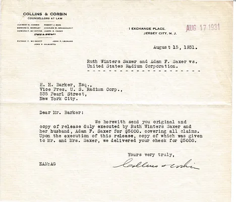 Letters Received to H.H. Barker, August 15, 1931