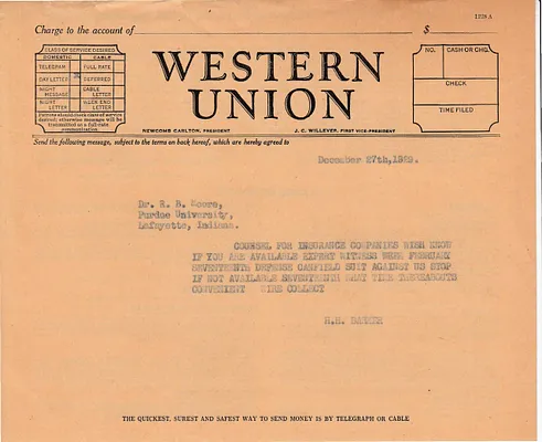 Telegram to Dr. R. B. Moore, December 27, 1929