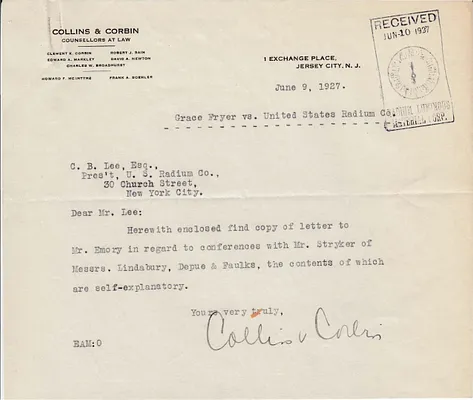 Letters Received to C.B. Lee, June 9, 1927