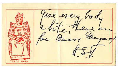 Card from Harry S. Truman to Bess W. Truman and Margaret Truman