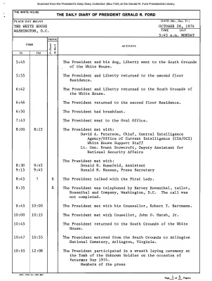 President Gerald R. Ford's Daily Diary, October 28, 1974