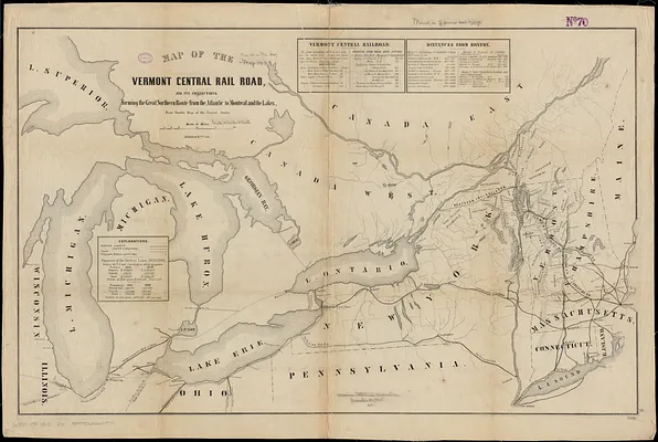 Map of the Vermont Central Rail Road and its connections, forming the Great Northern Route from the Atlantic to Montreal and the Lakes