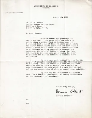 Letters Received to H.H. Barker, April 15, 1930
