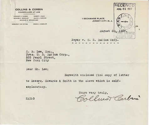 Letters Received to C.B. Lee, August 30, 1927