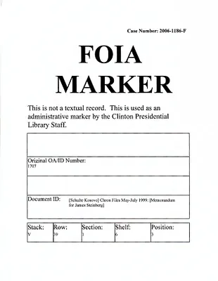 [Schulte Kosovo] Chron Files May-July 1999: [Memorandum for James Steinberg]