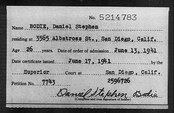 Bodie, Daniel Stephen - 1941