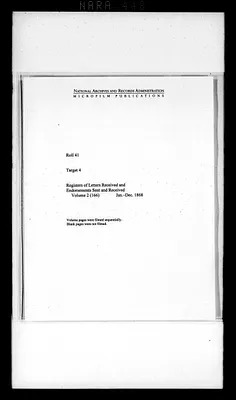 Registers of Letters Received and Endorsements Sent and Received, Volume 2 (166), Jan.-Dec. 1868