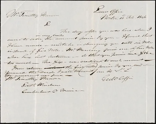 George Coffin to Timothy Hanson, 16 Februay 1846