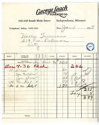 Bill from George Leach Cleaning Company
