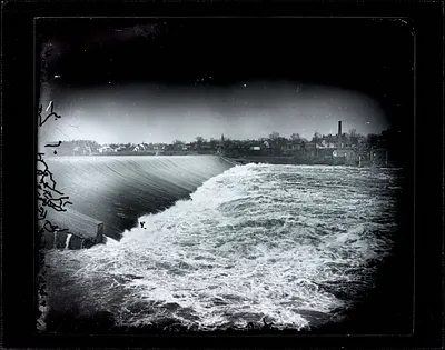 Water rushing over the Holyoke Dam