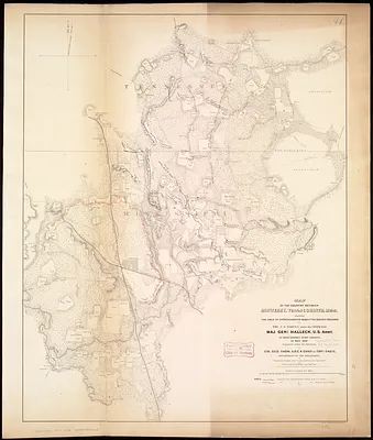 Map of the country between Monterey, Tenn: & Corinth, Miss: showing the lines of entrenchments made & the routes followed by the U.S. forces under the command of Maj. Genl. Halleck, U.S. Army, in their advance upon Corinth in May 1862