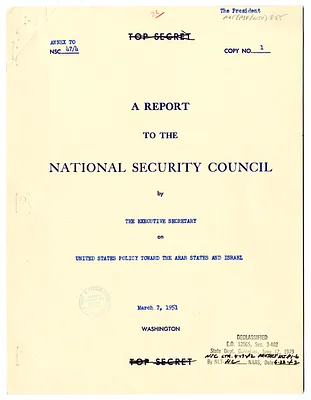 Annex to National Security Council Report 47/4, Report to the National Security Council by the Executive Secretary on United States Policy Toward the Arab States and Israel