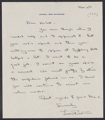 Herbert Brutus Ehrmann Papers, 1906-1970. Sacco-Vanzetti. Fan mail, 1933-1936. Box 3, Folder 1, Harvard Law School Library, Historical & Special Collections