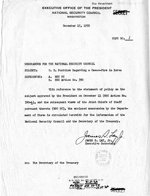 Memorandum from James S. Lay, Jr. to the National Security Council with Attachment