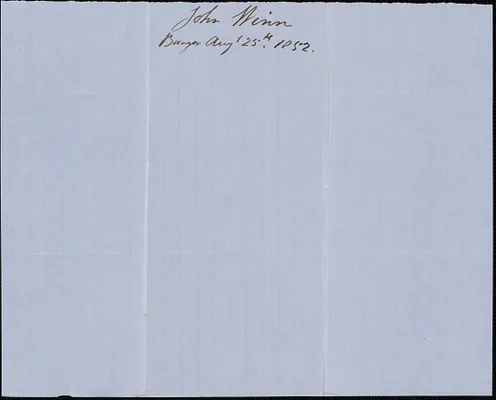 John Winn to Samuel Warner, 25 August 1852