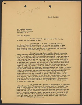 Herbert Brutus Ehrmann Papers, 1906-1970. Sacco-Vanzetti. Letters before and after execution, March 21 - Apr. 16, 1928. Box 16, Folder 2, Harvard Law School Library, Historical & Special Collections