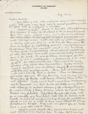 Letters Received to Howard [H.H. Barker], August 30, 1929