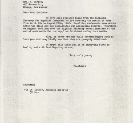 Letters Sent to A. Larice [Albina Larice], August , 1927