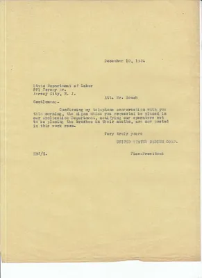 Letters Sent to Mr. Roach [John Roach], December 10, 1924