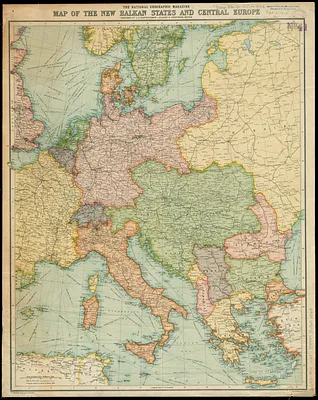 The National Geographic magazine map of the new Balkan states and Central Europe