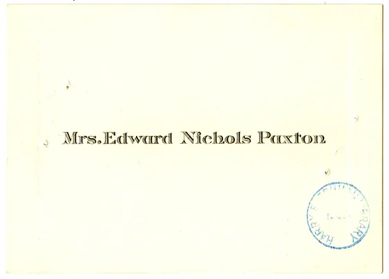 Wedding Gift Card from Narnie (Mrs. Edward N.) Paxton