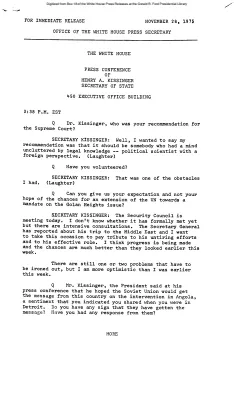 Press Conference of Henry A. Kissinger, Secretary of State