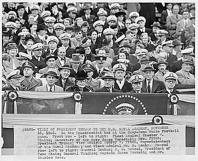 Photograph of the Presidential Box at the Navy-Penn State Football Game