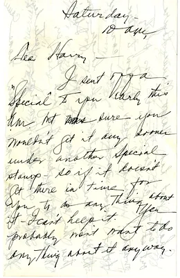 Letter from Bess W. Truman to Harry S. Truman