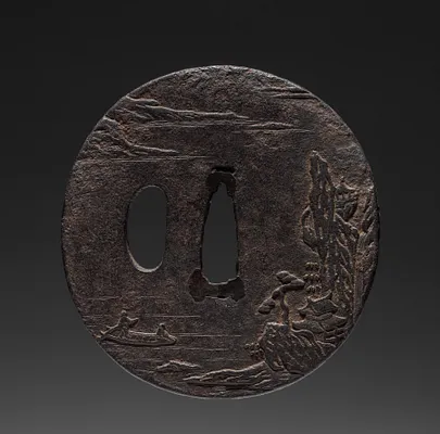 Sword Guard (Tsuba) with Chinese Landscape
