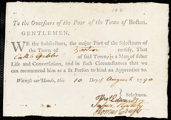 Mary Henly indentured to apprentice with Caleb Gibbs of Berry, 14 August 1790