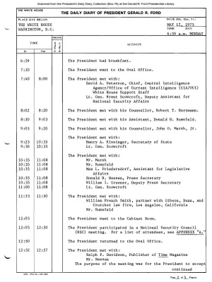 President Gerald R. Ford's Daily Diary, May 12, 1975