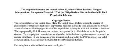 Nixon Pardon - Hungate Subcommittee Background Material (2)