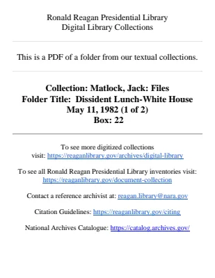 Dissident Lunch – White House 05/11/1982 (1)