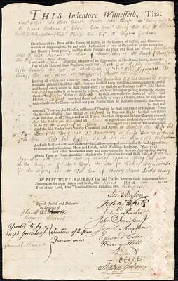 Henry Eaton Mahew indentured to apprentice with John Rowe,  Jr. of Sunderland, 1791