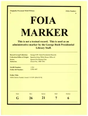 NEH Charles Frankel Award 11/15/91 [OA 8319]