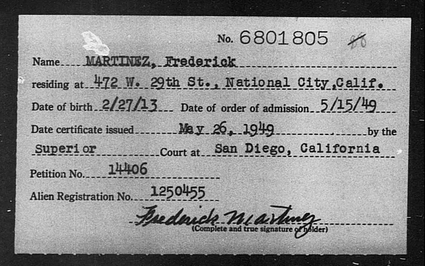 Martinez, Frederick - 1949