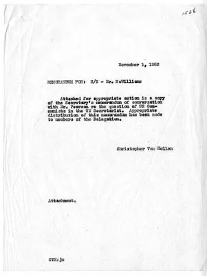Memorandum from Christopher Van Hollen to William J. McWilliams