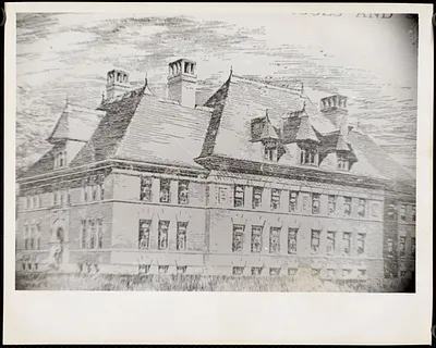 Old high school at Academy and Maple Streets