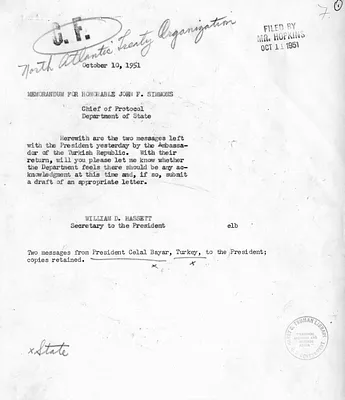 Memorandum from William D. Hassett to John F. Simmons with Attachments