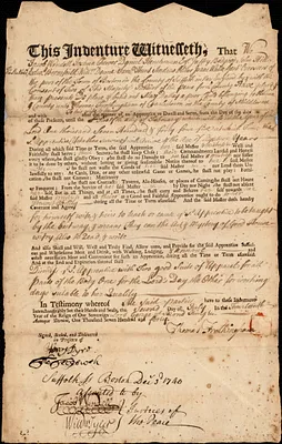 Mary Dalley indentured to apprentice with Thomas Frothingham of Charlestown, 2 July 1740