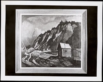 Cliffs of Grand Manan by W. Lester Stevens, acrylics on board, c. 1960