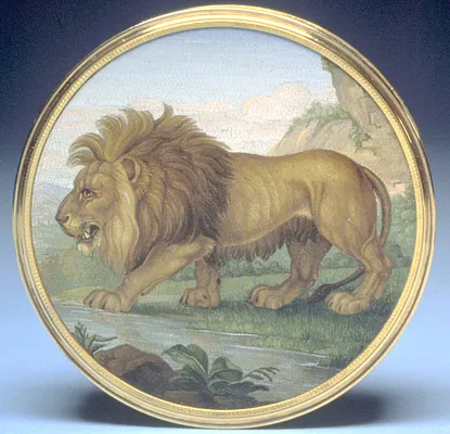 Box with Lion, Dog, and Duck Mosaics