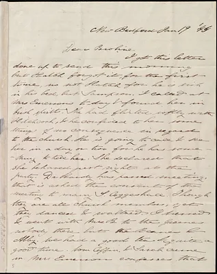 Letter from Debora Weston, New Bedford, [Mass.], to Caroline Weston, Jan. 19, '44