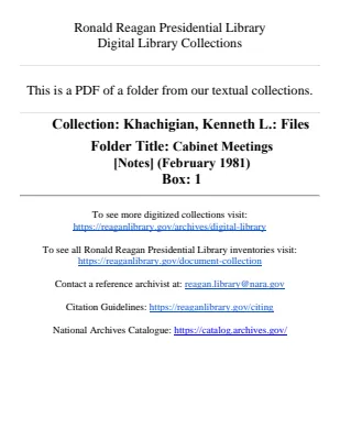 Cabinet Meetings [Notes] (February 1981)